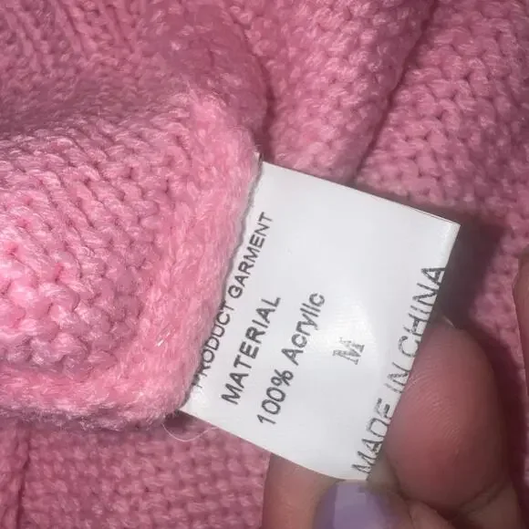 Pullover Pink Knit Sleeveless Warm  Knit Sweater Vest V-Neck Size Medium - Picture 5 of 5